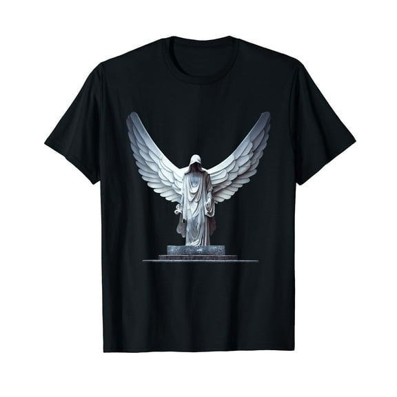 White Statue Of An Angel Of Death In A Greek Temple Black T-Shirt