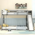 thumbnail image 3 of Euroco Wood Full over Full Bunk Bed with Slide and Ladder, 3-Tier Shelf for Kids Teens Bedroom, Gray, 3 of 15