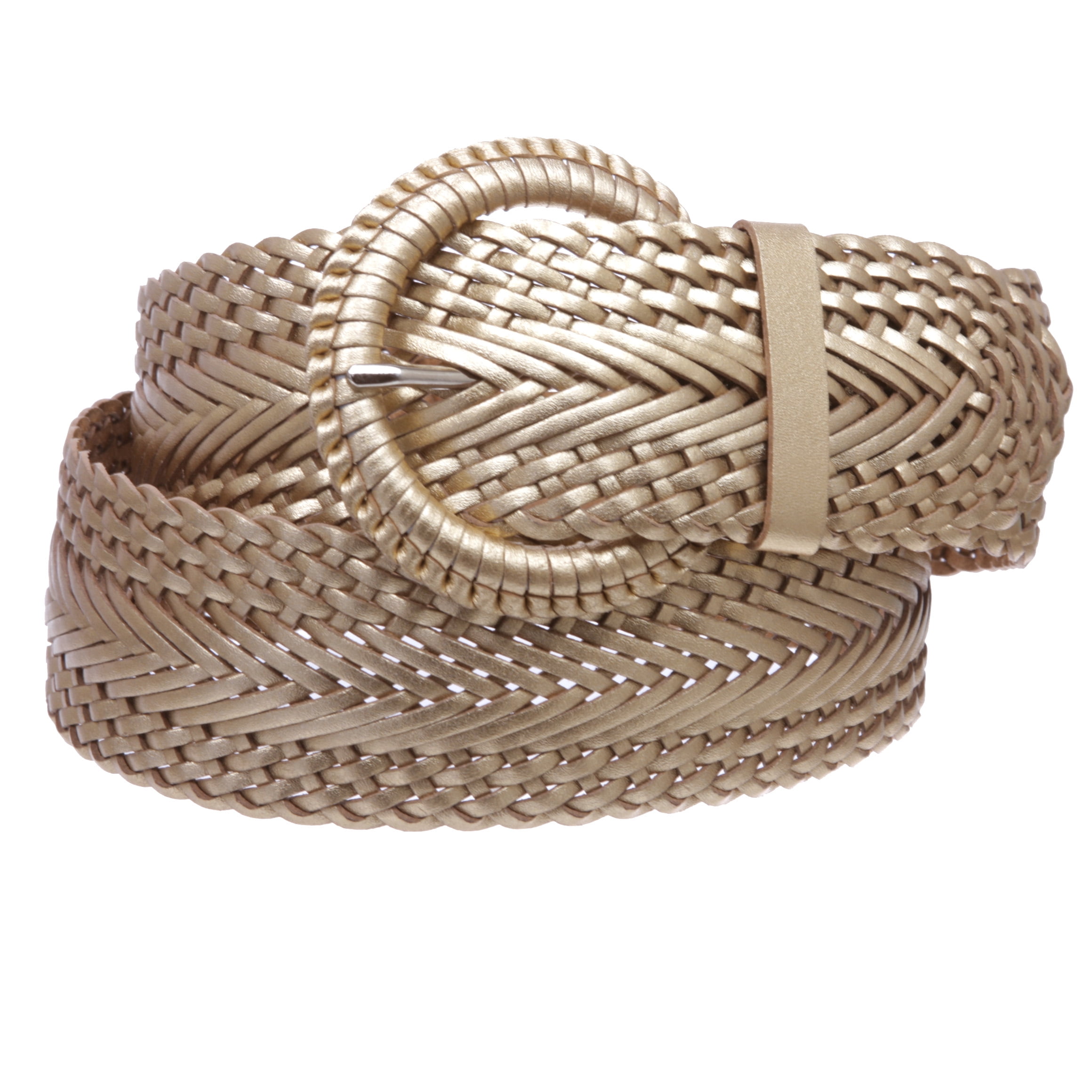 2 Inch Wide Genuine Leather Braided Woven Round Belt