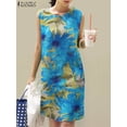thumbnail image 1 of Lindbes Robe d'Été Imprimée pour Femmes Robe Bohème Mode Sans Manches Robe de Vacances Décontractée Col Rond Robes de Soirée Vestidos Tanks, 1 of 7