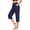 Navy, variant on GaThRRgYP Womens Pants,Solid Elastic Waist Pocket Cropped Pants Casual Stretchy Stylish Pants for Spring Summer Women's Clothing