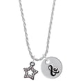 thumbnail image 1 of Delight Jewelry Black Nickeltone AB Crystal Lucky Star Silvertone Script Initial Disc - & - Charm Necklace, 20"+3", 1 of 4
