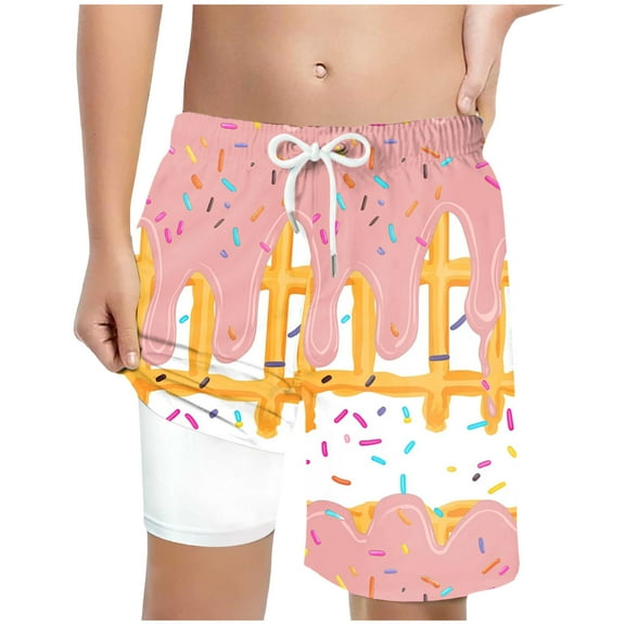 Boys Quick Dry Shorts Size 8 Ice Cream Shorts Boys Girls Summer Beach Cute Preppy with Pockets Elastic Waist Ice Cream Drip Baseball Shorts 2-14 Y
