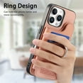 thumbnail image 2 of for iPhone 15 Pro Max Case with Credit Card Holder, Back Flip Wallet Case with Ring Holder Stand and Ring Grip, Cowboy Texture PU Leather Protective Phone Cover for iPhone 15 Pro Max, Pink, 2 of 12