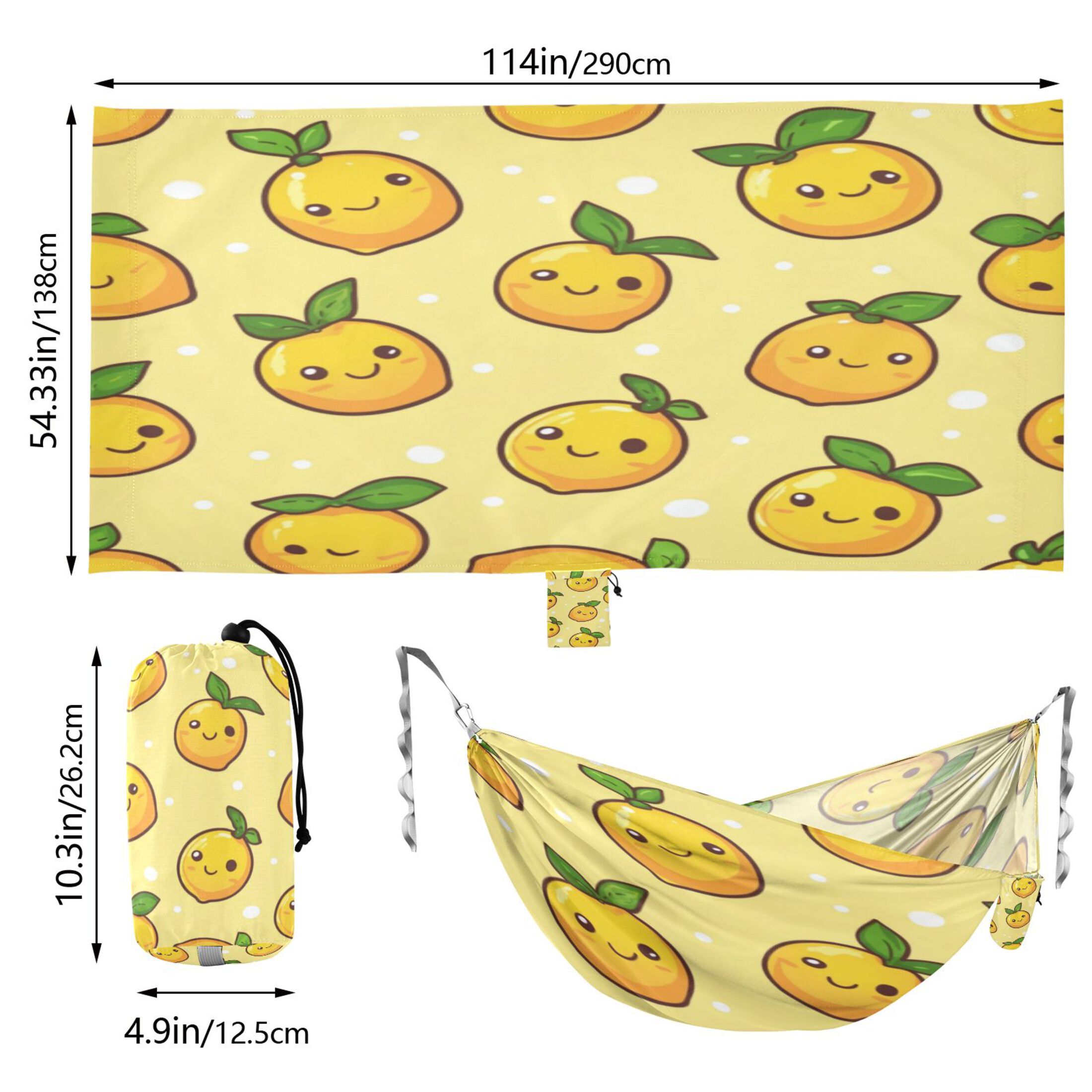 Hammock Camping Hammock Nylon Portable Hammock Travel Camping Hammock Cartoon Smile Lemon