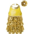 thumbnail image 2 of LiiYii Kids Girls Sequin Dance Outfits Festival Performance Sleeveless Dance Leotard Dress Ballroom Salsa Gold 16, 2 of 5