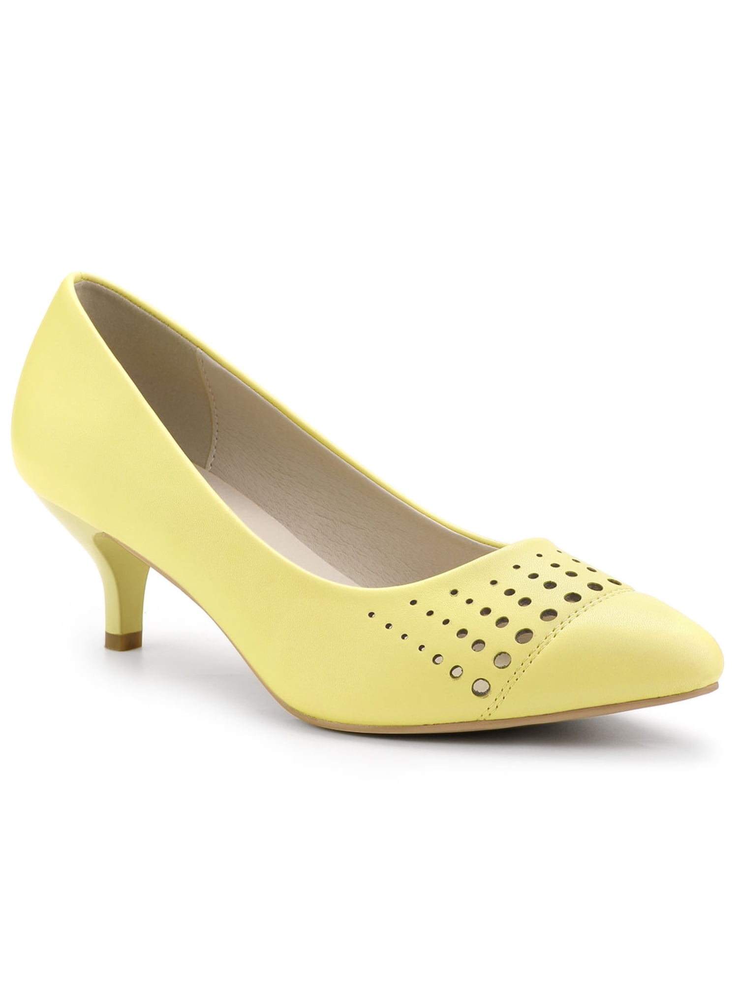 yellow kitten heel pumps