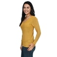 thumbnail image 2 of Simplicity Women's V-Neck Long Sleeve Knit Pullover Sweater, Mustard yellow, 2 of 4