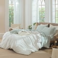 thumbnail image 2 of MooMee Gingham Sheet Set 100% Washed Cotton Linen Like Textured Extra Deep Pocket Breathable Lightweight 4-Piece (Sage Green, Queen), 2 of 9