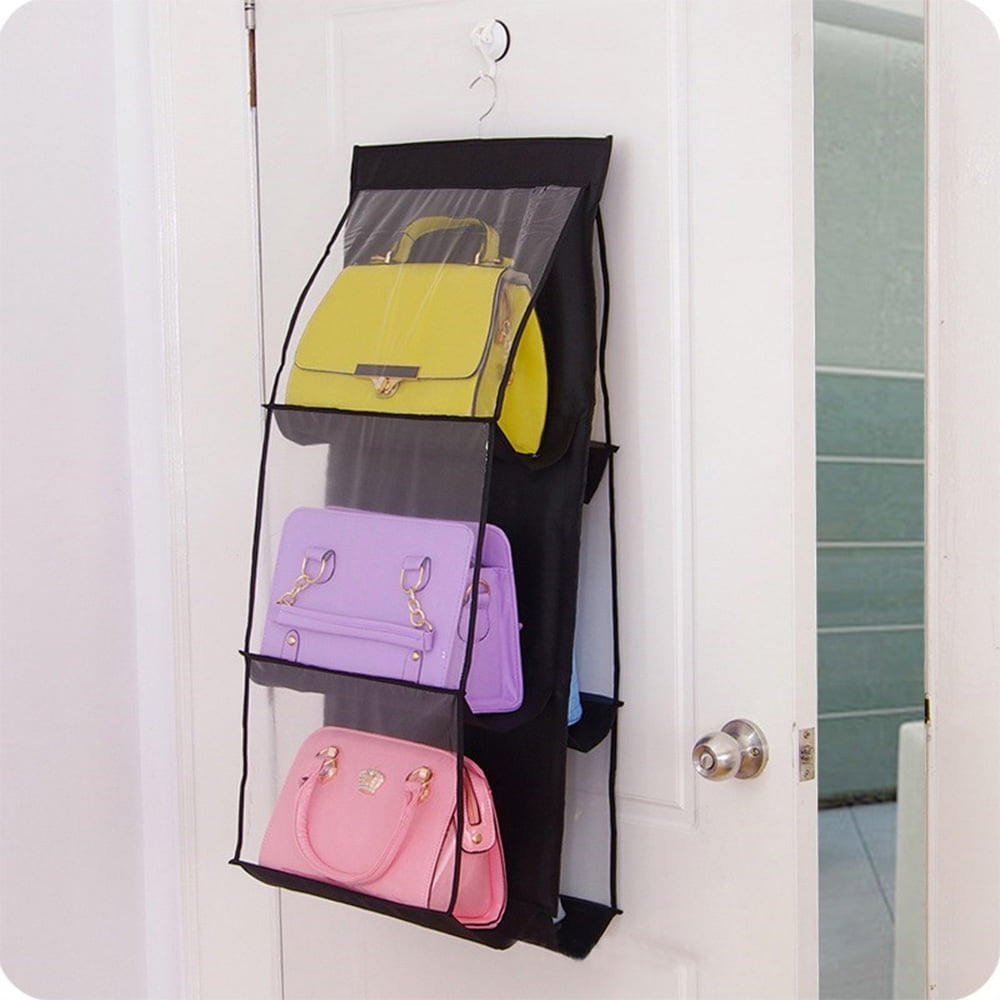 6 Pocket Hanging Handbag Purse Bag Tidy Storage Organiser Wardrobe