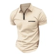 thumbnail image 5 of WTXUE Polos Short Sleeve, Lapel Golf Shirts for Men Spring Summer Casual Zipper Lapel T Shirt Top Solid | Workwear for Men Beige L, 5 of 5