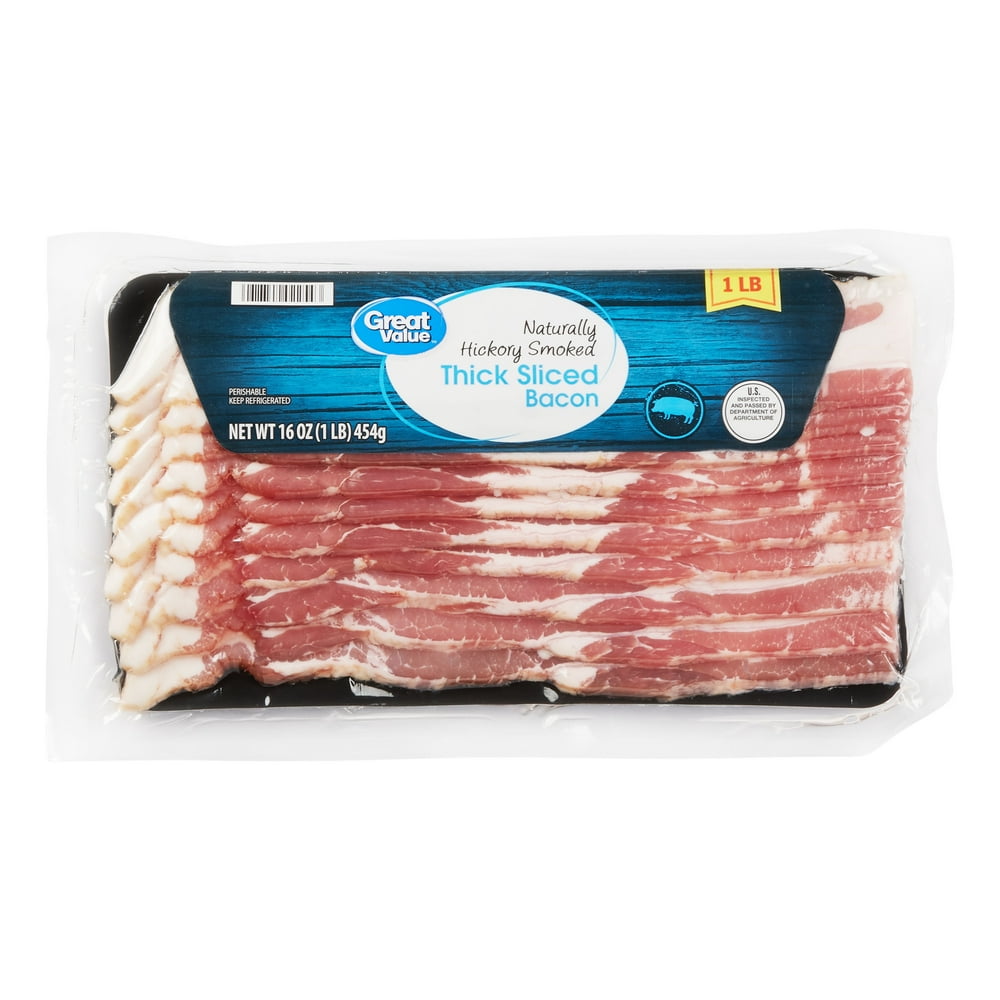 Great Value Thick Sliced Bacon, Naturally Hickory Smoked, 16 oz
