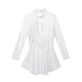 thumbnail image 6 of ZDHoor Womens Long Sleeve Skirted Leotard Dresses Figure Skating Gymastics Ballet Dance Costume White-A M, 6 of 7