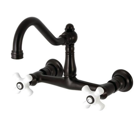 Kingston Brass KS3245PX Vintage Double-Handle Wall Mount Bathroom Faucet, Oil Rubbed Bronze