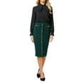 thumbnail image 2 of Women's Bodycon Pencil Skirt High Waist Stretchy Knee Length Office Work Skirts S Lake Green, 2 of 5