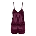 thumbnail image 5 of UFOUND Women's Sleepwear Sexy Silk Pajama Set With V-Neck Spaghetti Strap Vest And Sleeveless Shorts For Home Wear Loungewear Comfy Nightwear Pjs, 5 of 8