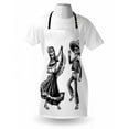 thumbnail image 4 of Skeleton Apron, Day of the Dead Dancing Male Female Sugar Skulls in Traditional Clothes, Unisex Kitchen Bib with Adjustable Neck for Cooking Gardening, Adult Size, Charcoal Grey White, by Ambesonne, 4 of 4
