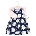 thumbnail image 2 of Hudson Baby Infant and Toddler Girls Cotton Dress and Cardigan Set, White Peonies, 2T, 2 of 5