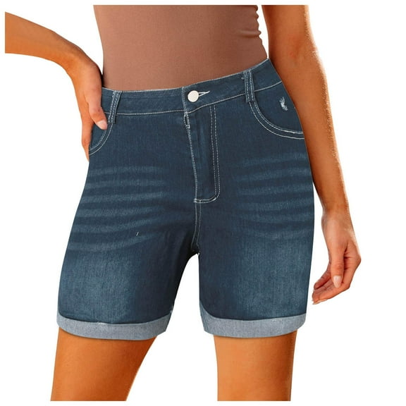 Womens Denim Jeans Shorts High Waist Summer Stretch Denim Hot Pants Jeans Shorts Shorts With Pockets