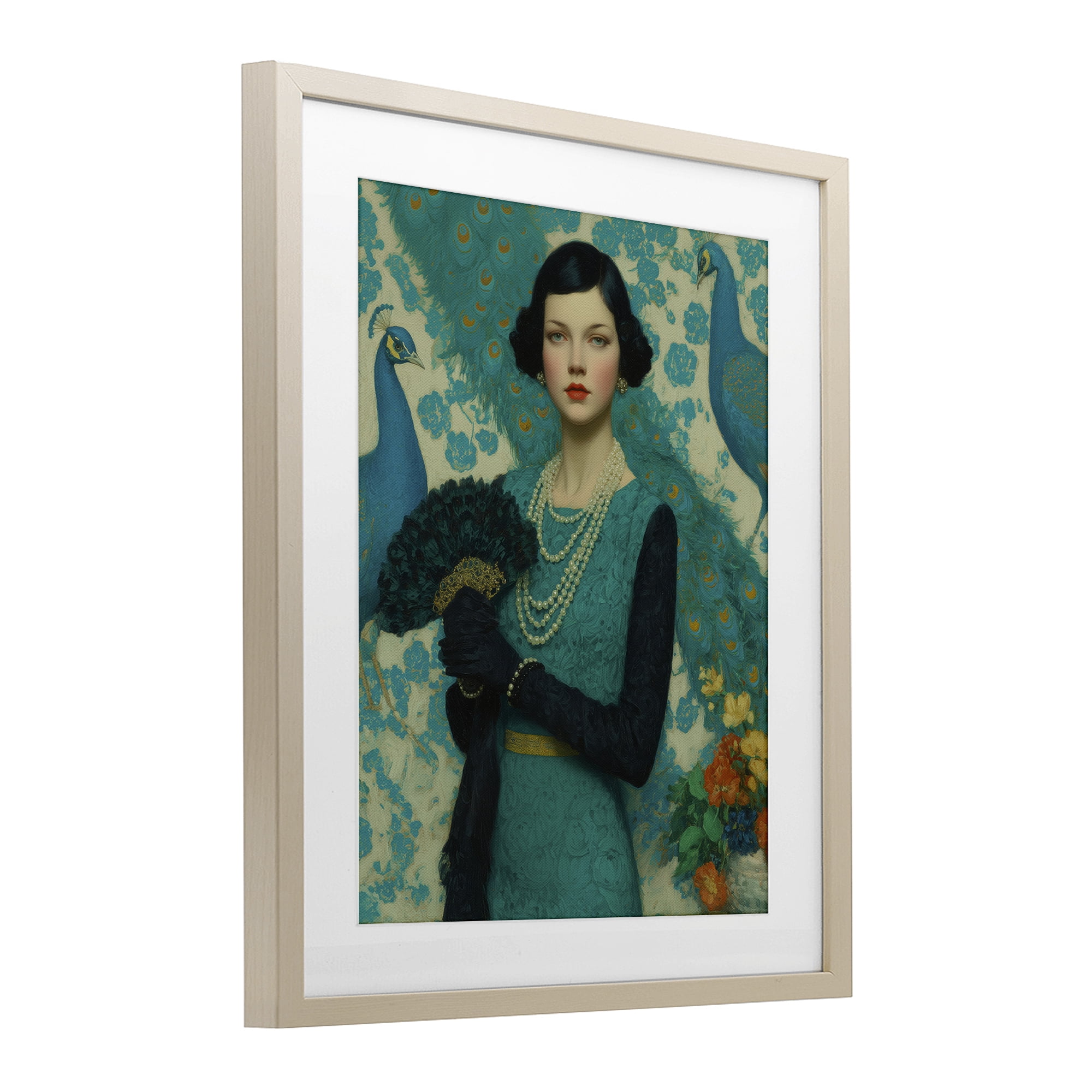 Stupell Industries Vintage Peacock Poise Birch Framed Print Under Glass, design by A Barefoot Stylist