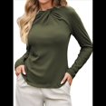 thumbnail image 2 of Blusas de Mujer de Larga Térmicas con Nudo Torcido, Cuello Alto, Informales, Ajustadas, Suaves y Elásticas. Verde XXL, 2 of 8