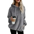 thumbnail image 1 of Womens Fuzzy Sherpa Hoodies Pullover Zip Fleece Sweatshirt Outwear, 1 of 8