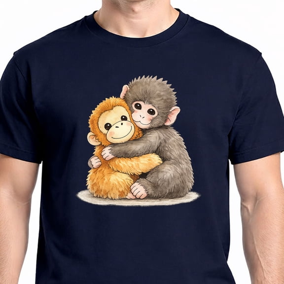 Cute Baby Monkey Named Punch Plush Hugging T-Shirt