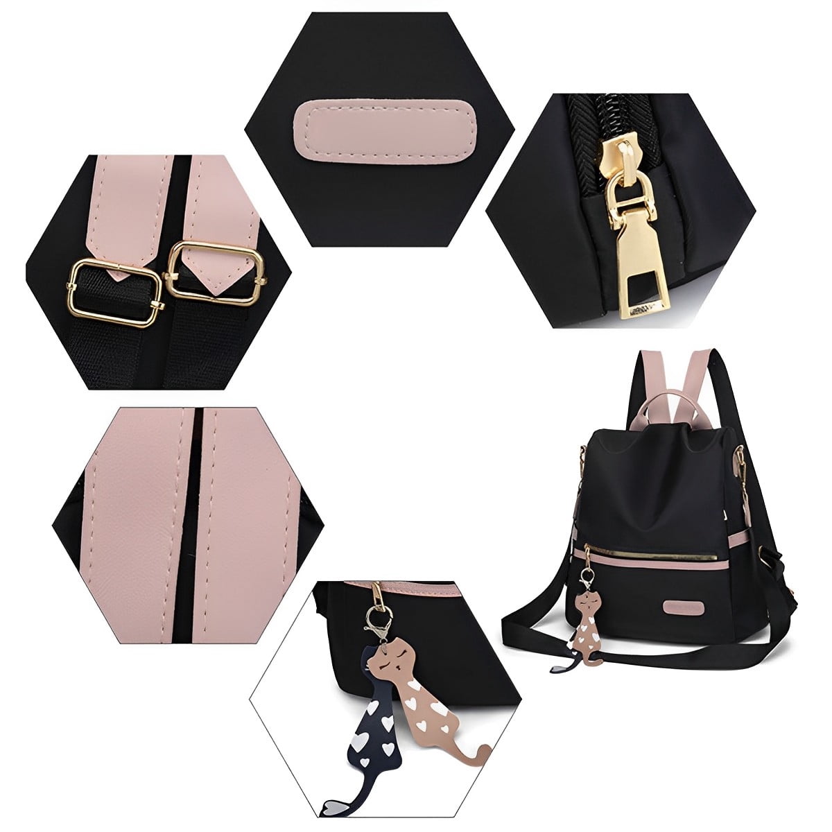 Casual Medium-Sized Waterproof Nylon Backpack for School and Travel, 11 in. x 11 in. x 5.31 in.