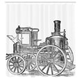thumbnail image 3 of Ambesonne Steam Engine Shower Curtain, Old Fireman Truck, 69"Wx84"L, Charcoal Grey White, 3 of 5