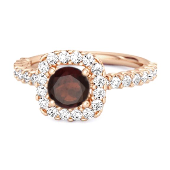 2.29 Ctw Round Natural Garnet 925 Sterling Silver Rose Plated Halo Women Valentines Day Gifts Ring