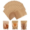thumbnail image 1 of Bolsa de pie de 100 piezas, bolsa de papel kraft con ventana, transparente, bolsa de almacenamiento de alimentos con cierre resellable, 1 of 5