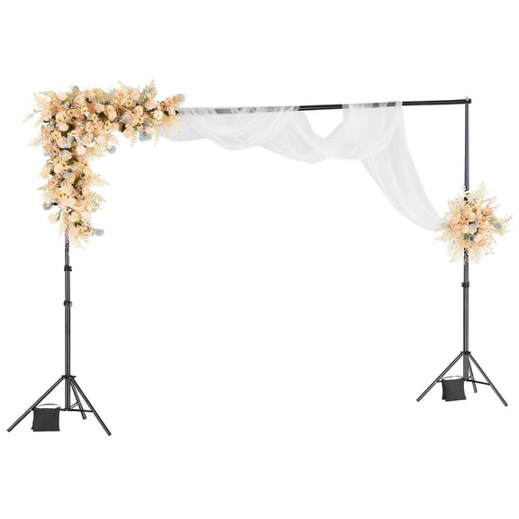 Adjustable 10 x 10 FT Photo Backdrop Stand Kit with 4 Crossbars, Heavy Duty Carbon Steel Tripod Support Frame, Portable Background Stand with Sandbags, Clips & Carry Bag for Wedding, Studio, Video