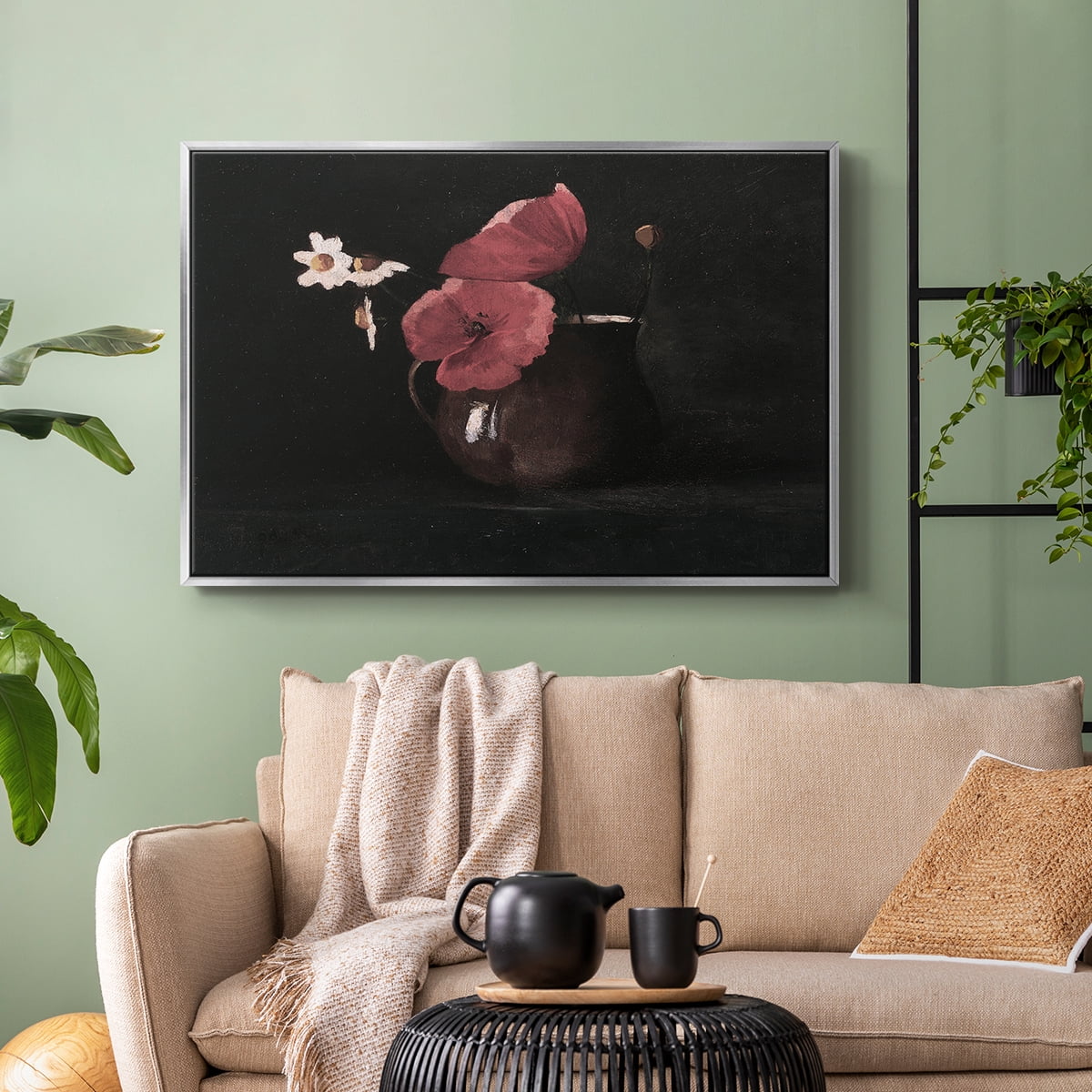 Vintage Botanical Print-XL By Wexford Home Framed in Silver Wood Gallery Wrapped Canvas 17 in. x 25 in.