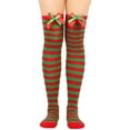 thumbnail image 2 of Lilgiuy Women Christmas Long Tube Knee Socks Striped Garter Cute Accessories Christmas Party for Work Office Business, 2 of 5