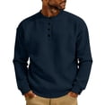 thumbnail image 2 of Juesizh Waffle Long Sleeve Shirt for Mens Plus Size Button Crewneck Pullover Shirts Comfy Trendy Solid Color Tee Shirts, S-3XL, 2 of 3