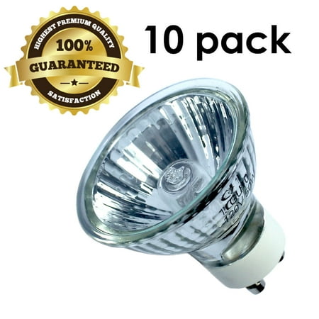 [10pk] GU10 50W 120V Bulb Halogen Flood Light Bulb Dimmable w/ Cover Glass,