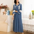 thumbnail image 6 of Fazvaoo Ladies Nightgowns 50%Cotton Long Sleeve Long Nightgowns Fashion Casual Lace Plain Pajama(Blue,Size S-XL), 6 of 8