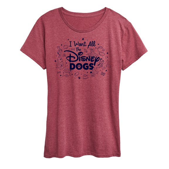 Disney Classics - Cats & Dogs - I Want All The Disney Dogs - Women's Short Sleeve Graphic T-Shirt