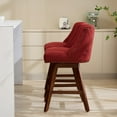 thumbnail image 4 of DONICK Swivel Counter Height Bar Stools,Modern Fabric Upholstered Nailhead Wood Legs for Dining Room,Island,Bar,Kitchen(Red,Set of 6), 4 of 15
