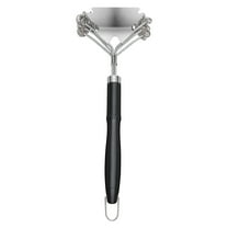 KFFKFF Grill Brush and Scraper, BBQ Cleaning Tool for Outdoor Grills, Stainless Steel Wire Design, Bristle-Free Brush for Porcelain, Charcoal, and Grate Cleaning, 17 Inches