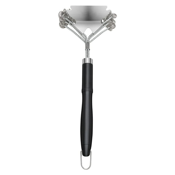 KFFKFF Grill Brush and Scraper, BBQ Cleaning Tool for Outdoor Grills, Stainless Steel Wire Design, Bristle-Free Brush for Porcelain, Charcoal, and Grate Cleaning, 17 Inches