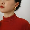thumbnail image 5 of Thick Gold Chunky Hoop Earrings Lightweight Open Hoops For Women, 5 of 6