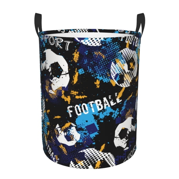 Fotbe Football Cesto de Ropa con Asas, Cesto Impermeable de Gran Capacidad, Bolsa de Lavado para Dormitorio, Cesto de Ropa con Ruedas y Asas-Small
