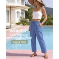 thumbnail image 5 of REDESS Pants for Women Wide Leg Blue Linen Pants Summer Casual Flowy Pants with Pocket,XS-XL, 5 of 6