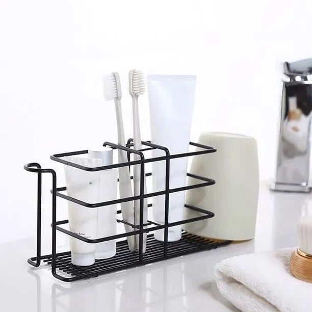 Xihbxyly Portacepillos de Pared, Sin Perforaciones, Organizador Multifunción, Diseño de Hierro Duradero, Elegante Acabado Blanco, Fácil de Limpiar, Ahorra Espacio, 21,5 X 10,5 X 7,5 Cm.