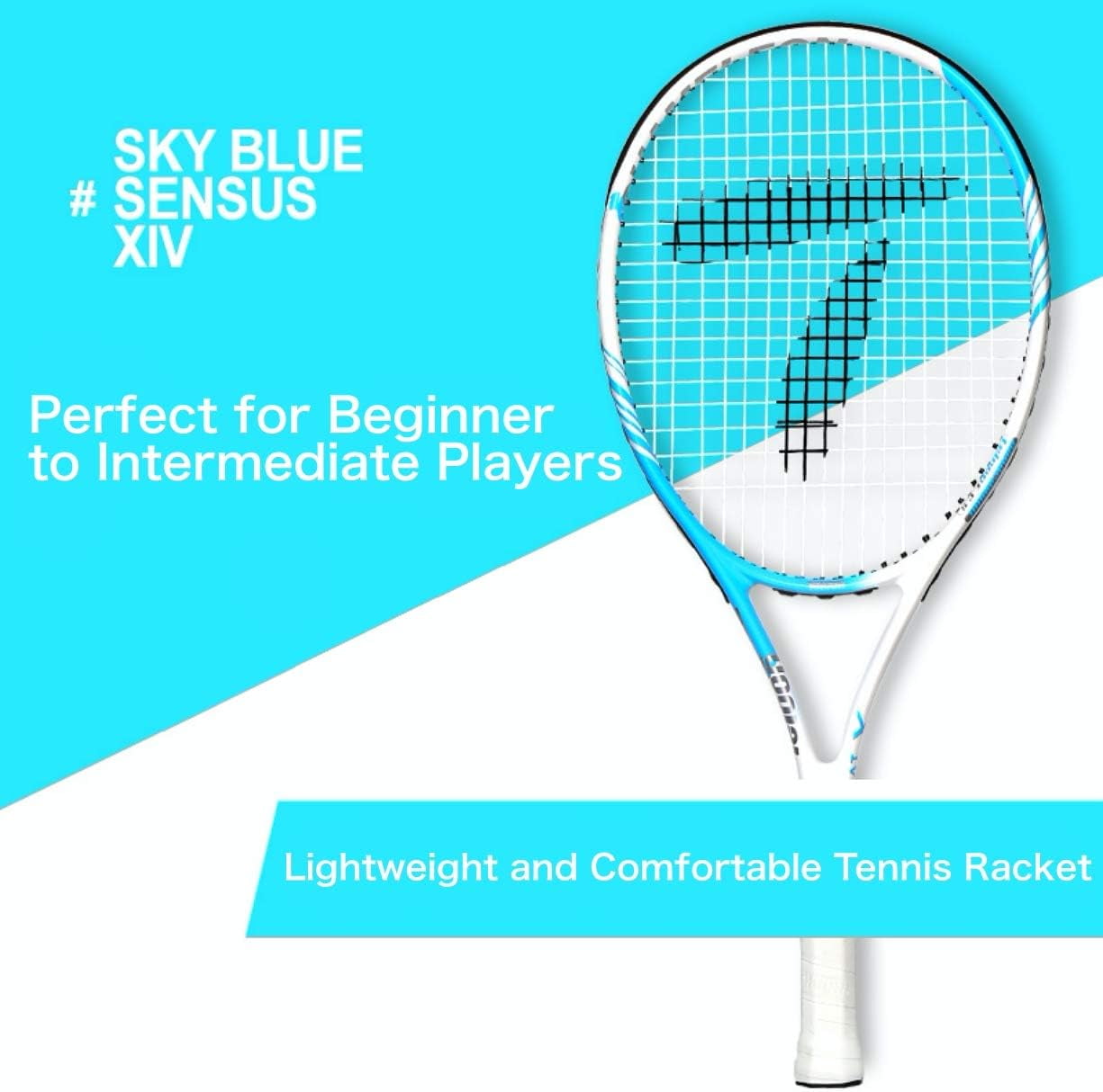 Teloon Sensus Series | Adult Tennis Racquet, Women Tennis Racket Includes Bag Cover, Shock Absorber, Tennis Grip (Sky Blue)