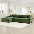 thumbnail image 3 of 130" Modern Corduroy Sectional Couches for Living Room, Comfortable L Shaped Couch with Chaise Sofa, Green 3 Seater Couch with 1 Ottoman for Flexible Layout, Muebles para la Sala, 3 of 8