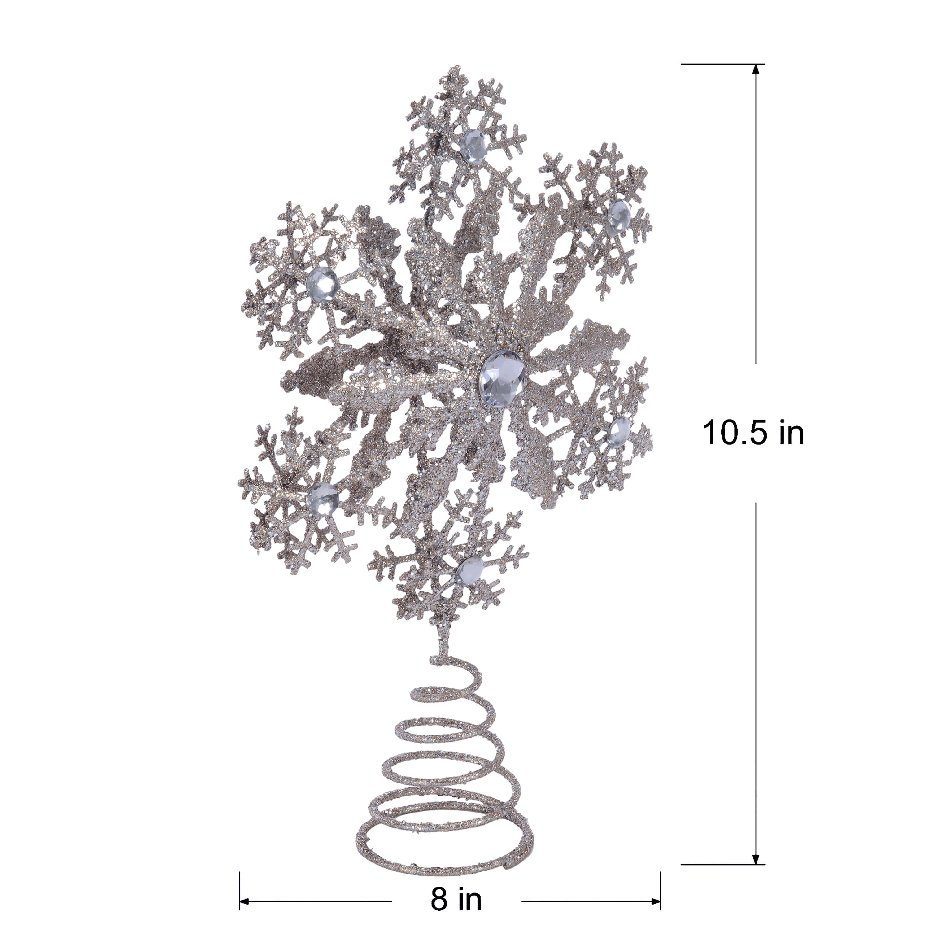Metal Glitter Snowflake Christmas Tree Topper, Gold, 10.5", by Holiday Time