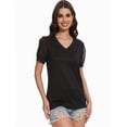 thumbnail image 6 of Womens Summer Tops V Neck T Shirts Swiss Dot Puff Sleeve Tops Loose Casual Tshirts, 6 of 6