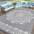 thumbnail image 3 of Findosom 9'x12' Waterproof Outdoor Rug, Foldable Reversible Plastic Straw Rug, Large Patio Rug for Outdoors, RV, Patio, Backyard, Deck, Picnic, Beach, Camping Gray, 3 of 6